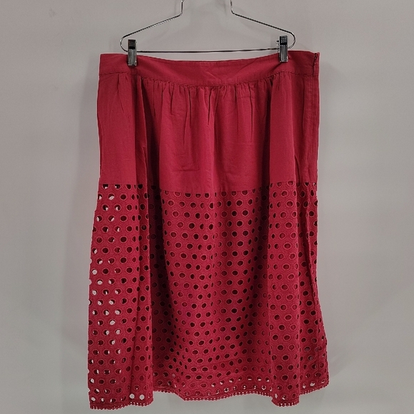 Ann Taylor LOFT cotton A line pink eyelet skirt size 14 - Picture 1 of 7